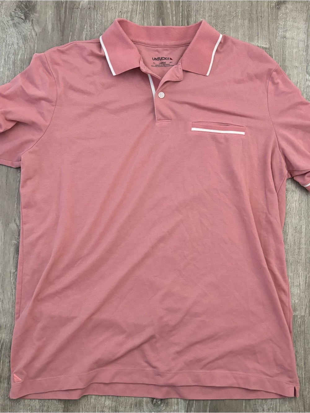 UNTUCKit Pink Short Sleeve Polo Shirt Men's Large